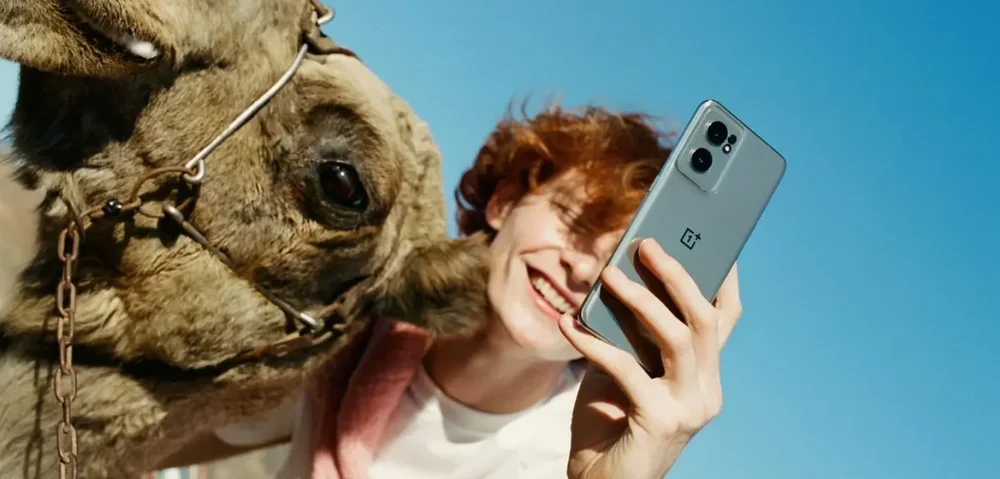 kameel met onehand telefoon